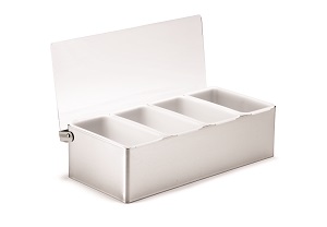 BAR CONDIMENTS-4 INSERT  STAINLESS-OPEN BOTTOM