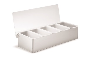 BAR CONDIMENTS-5 INSERT  STAINLESS-OPEN BOTTOM