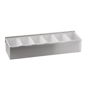 BAR CONDIMENTS-6 INSERT  STAINLESS-OPEN BOTTOM