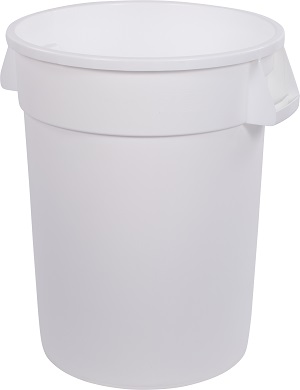 TRASH CAN ROUND 32 GALLON WHITE