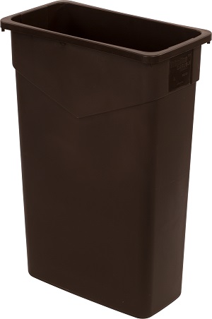 TRASH CAN RECTANGLE 23 GALLON BROWN