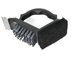 SAFE GRILL BRUSH WITH SCRAPER-  2-IN-1 NYLON BRISTLES AND 