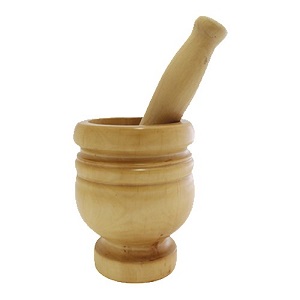 MORTAR &amp; PESTLE-5-1/2&quot; BOWL-6&quot;H-ALDERWOOD