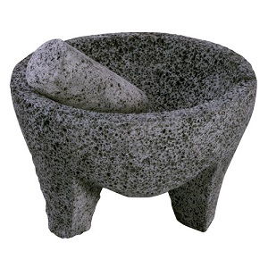 MORTAR &amp; PESTLE-MOLCAJETE  24OZ-8&quot;X5&quot;H-7&quot;D VOLCANIC ROCK