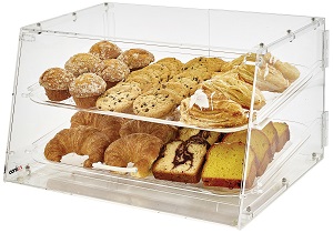 DISPLAY CASE-21X18X12 ACRYLIC 2 TRAYS FRONT &amp; REAR DOORS 