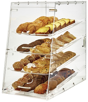 DISPLAY CASE-14X24X24 ACRYLIC 4 TRAYS FRONT &amp; REAR DOORS