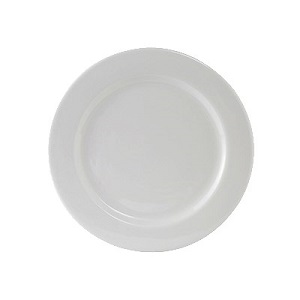 PLATE-10-1/2&quot;-WIDE RIM  PORCELAIN WHITE-1 DZ/CASE