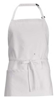 BIB APRON-3 POCKETS-WHITE MID LENGTH-ADJUSTABLE NECK