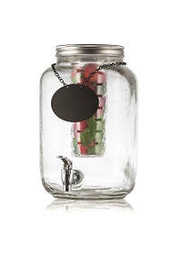 MASON JAR BEVERAGE DISPENSER-  2 GALLON GLASS W/CHALKBOARD 