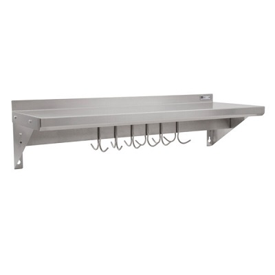 WALL MOUNT SHELF WITH POT RACK 48&quot;WX12&quot;DX9-1/2&quot;H, 1-1/2&quot;H 