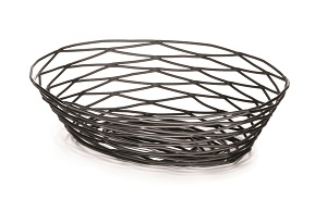 ARTISAN BASKET-OVAL 9X6X2 BLACK POWDER COATED METAL