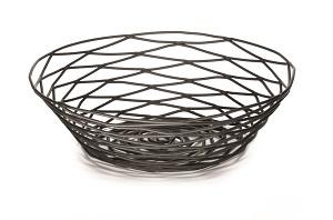 ARTISAN BASKET- 8&quot; ROUND 2&quot;D BLACK POWDER COATED METAL