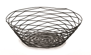 ARTISAN BASKET-10&quot; ROUND 3&quot;D BLACK POWDER COATED METAL