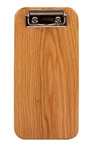 CHECK PRESENTER-SOLID WOOD  4-1/2 X 9 OAK W/SILVER CLIP