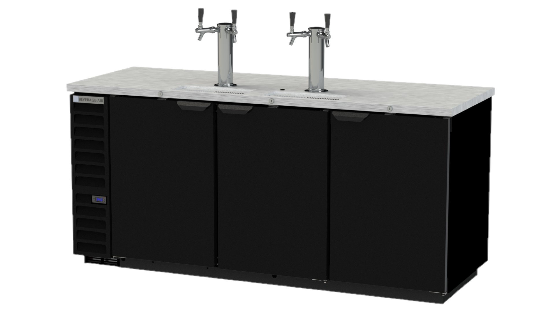 DRAFT BEER COOLER-3 DOOR-4 KEG  CAPACITY-79&quot;LX28&quot;D-BLACK 