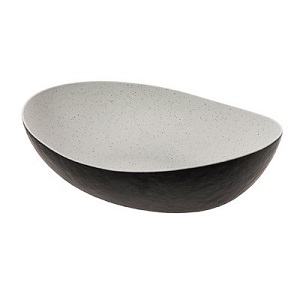 BUFFET BOWL-128 OZ-MELAMINE STONE NATURAL/BLACK-BPA FREE