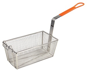 FRY BASKET 12-1/8&quot;X6&quot;X5-3/8 ORANGE 10&quot; HANDLE