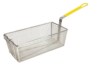 FRY BASKET 17&quot;X8-1/4&quot;X6 YELLOW 12&quot; HANDLE