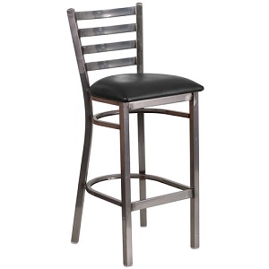 BARSTOOL-LADDER BACK WITH CLEAR COAT FRAME &amp; BLACK