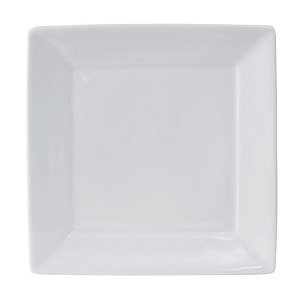 PLATE 10-1/8&quot; X 10 1/8&quot;  PORCELAIN WHITE 1 DZ/CS