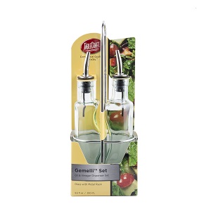 OIL &amp; VINEGAR CRUET SET- 8-1/2 OZ  