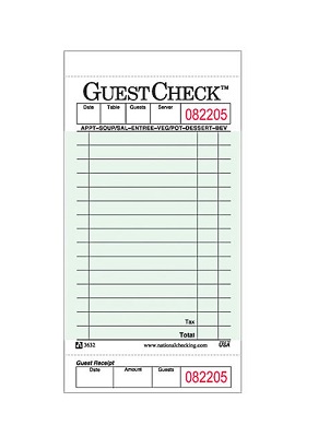 GUEST CHECK MEDIUM GREEN 3.5&quot;  X 6.75&quot;