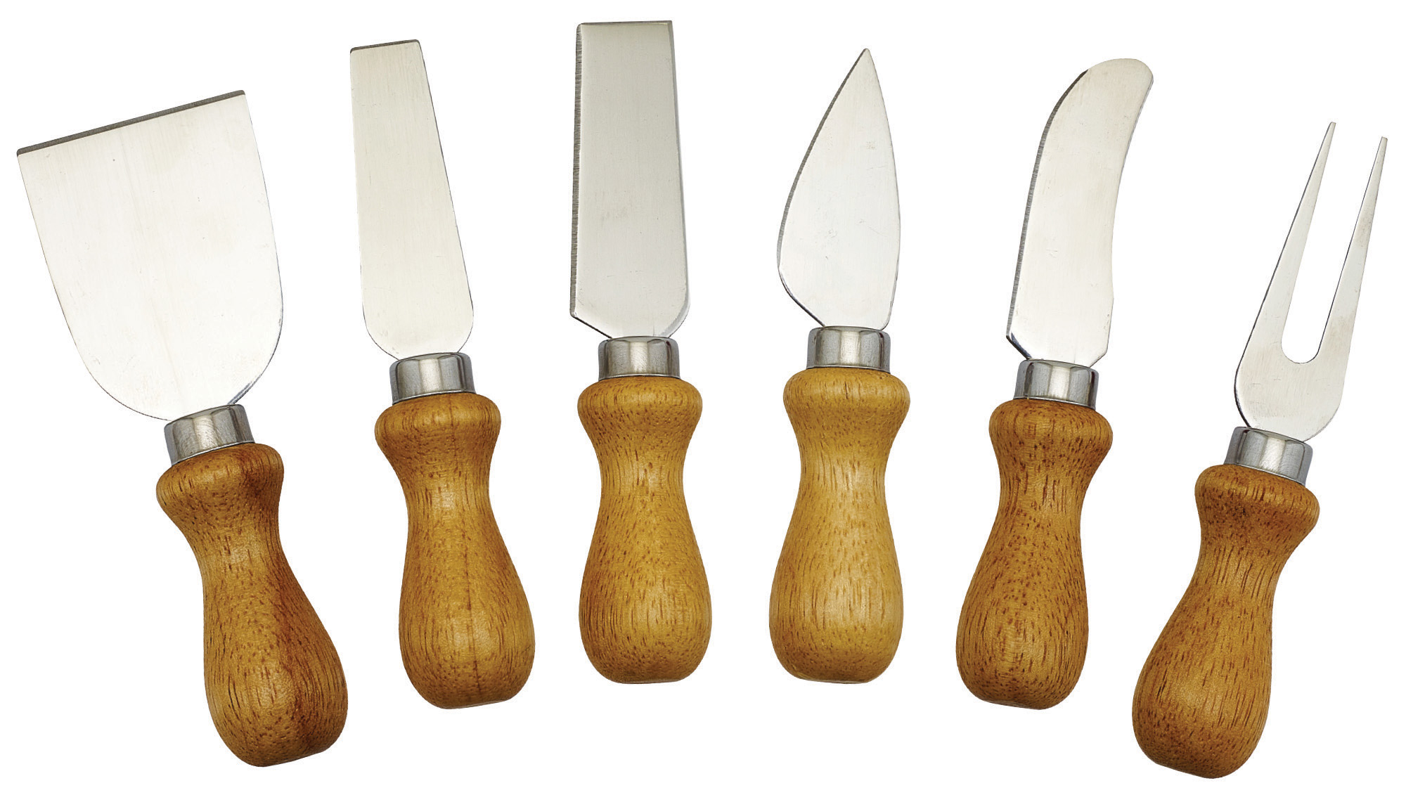 CHEESE KNIFE 6-PCS SET W/WOOD HANDLES