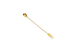 BAR SPOON W/FORK END GOLD