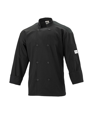 CHEFS JACKET-LONG SLEEVE BLACK  EXTRA LARGE