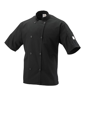 CHEFS JACKET-SHORT SLEEVE  BLACK EXTRA LARGE