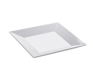 PLATE-8&quot; SQUARE-WHITE-MELAMINE