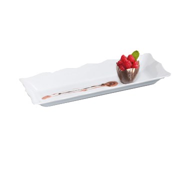 CATERING TRAY-18x7-WHITE W/SCALLOPED EDGE MELAMINE