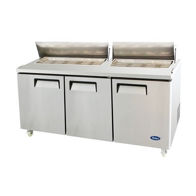 SANDWICH PREP TABLE-3 DOOR  72-7/10&quot;W (18) 1/6 SIZE PANS  