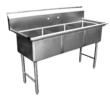 SINK-3 COMPARTMENT-NO  DRAINBOARD (BOWL 18X18X12)