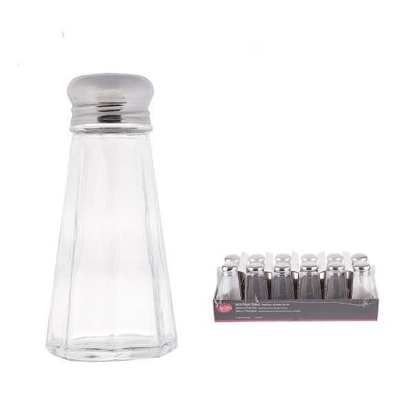 SALT &amp; PEPPER SHAKERS-3 OZ PANELED GLASS 12/PK