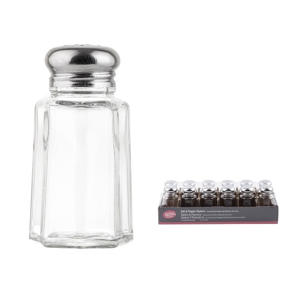 SALT &amp; PEPPER SHAKERS-1 OZ  PANELED GLASS 12/PK