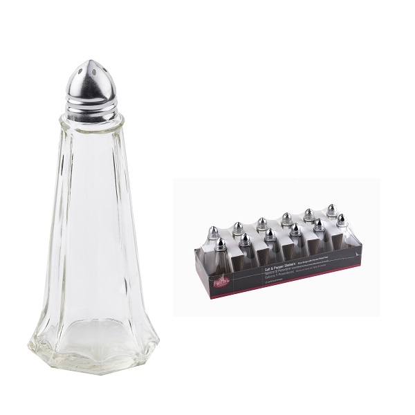 SALT &amp; PEPPER SHAKERS-1 OZ  EIFFEL TOWER GLASS 12/PK