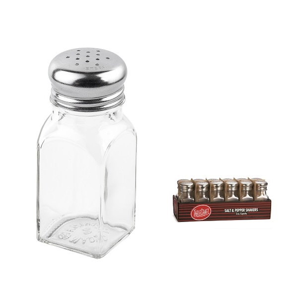 SALT &amp; PEPPER SHAKERS-2 OZ  SQUARE GLASS 12/PK