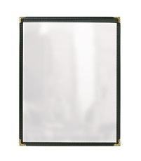 MENU COVER-1 POCKET-2 VIEW 4.5X11-CLEAR/BLACK/GOLD