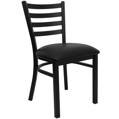 CHAIR-LADDER BACK WITH BLACK FRAME &amp; BLACK VINYL SEAT